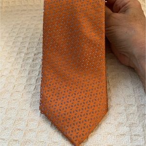 Michael Kors 100% Silk Orange And Light Blue Print Tie